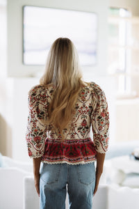 2605/253LTA Dolce Daydream Top - Cream, Red, Green and Purple