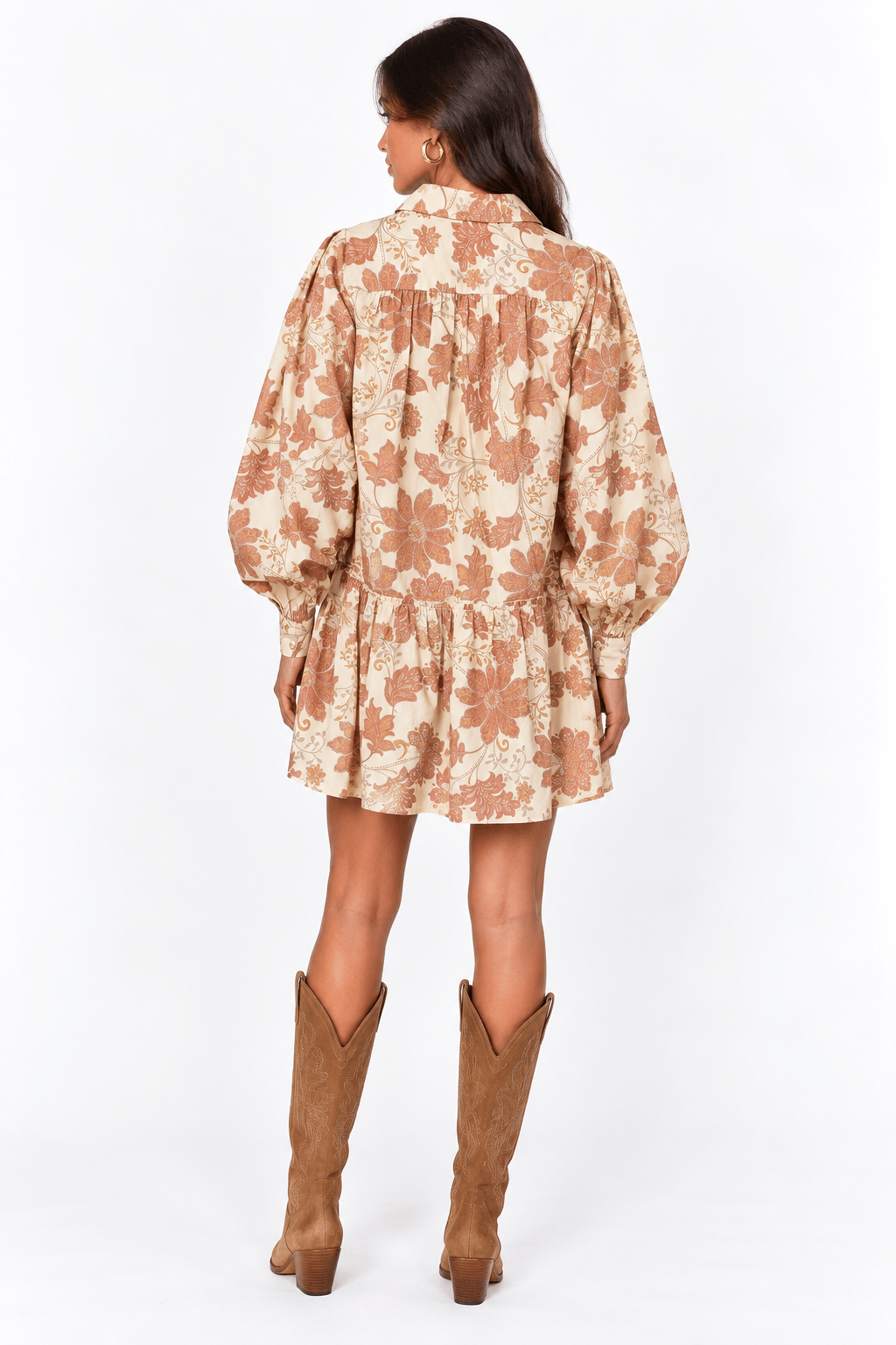 2607 Brunch in the Fall Mini Dress - Cream and Rust