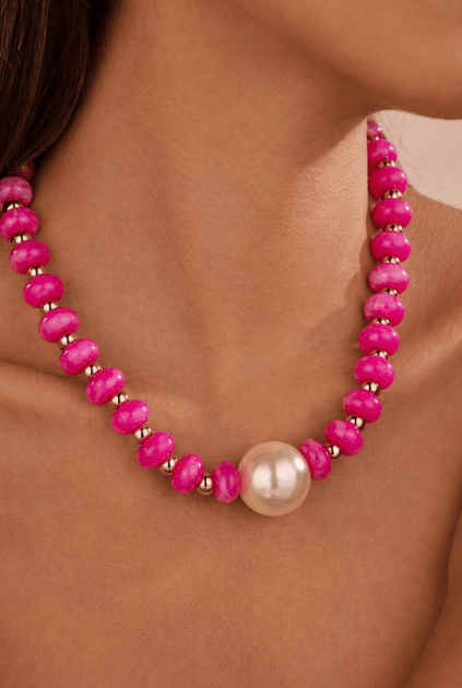 40NK9751 Pearl Promise Necklace - Fuchsia