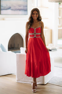 BID4699GD Grandstand Grace Midi Dress - Red