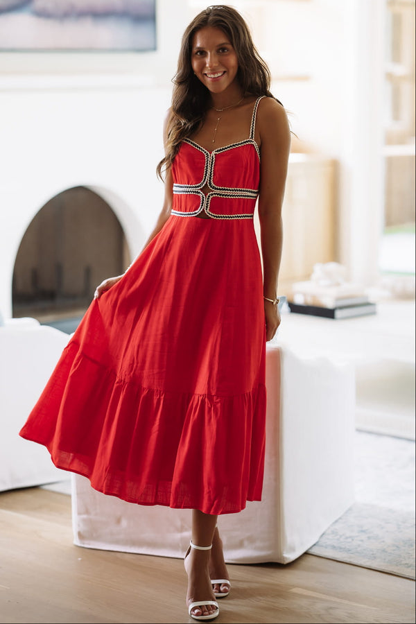 BID4699GD Grandstand Grace Midi Dress - Red