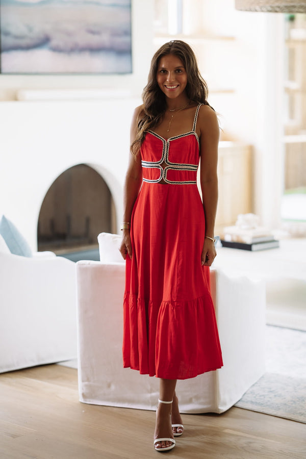 BID4699GD Grandstand Grace Midi Dress - Red