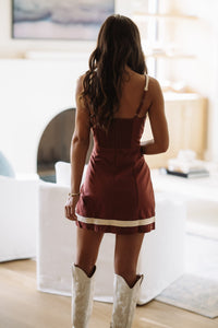 BID4915/1GD #1 Game Day Fan Mini Dress - Chocolate Brown and White
