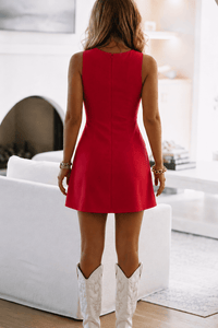 BID5089 Saturday in Tuscaloosa Mini Dress - Red