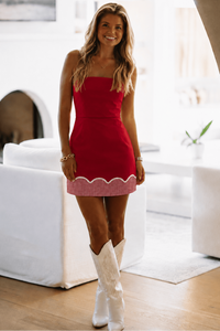 BID5447 Halftime Hottie Mini Dress - Crimson