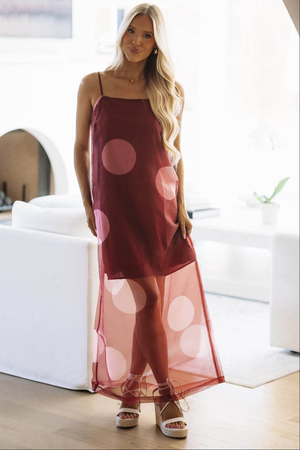 CD07181 Here for the Drama Maxi Dress - Burgundy and Mauve