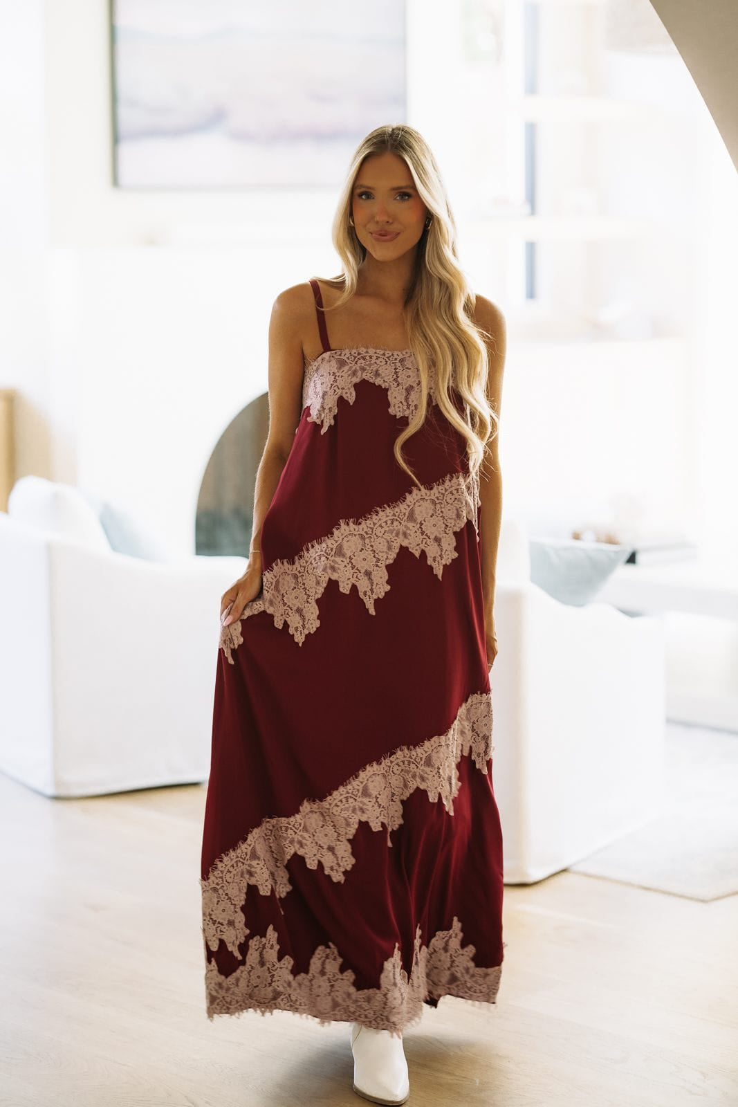 CD07409 Hold Me Close Maxi Dress - Burgundy