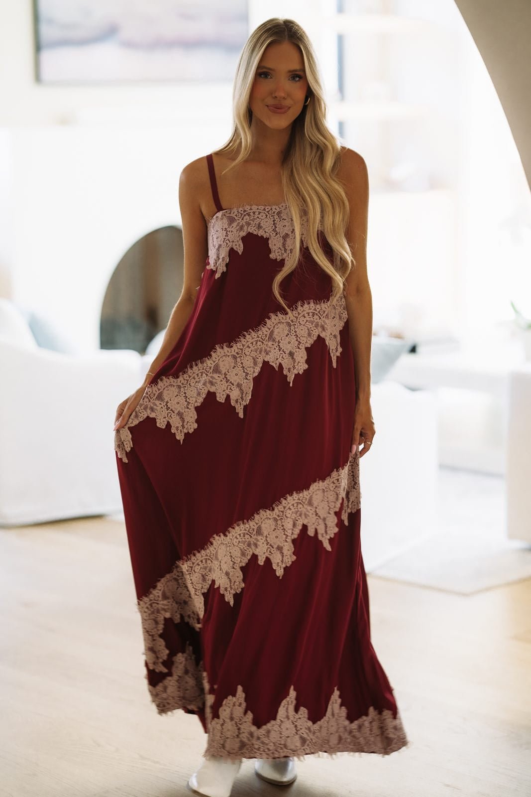 CD07409 Hold Me Close Maxi Dress - Burgundy
