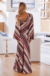 CS4173 Vintage Vinyl Maxi Skirt - Cream, Orange, Green and Navy