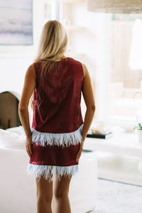 CT10223 Touch of Drama Top - Burgundy and Blue