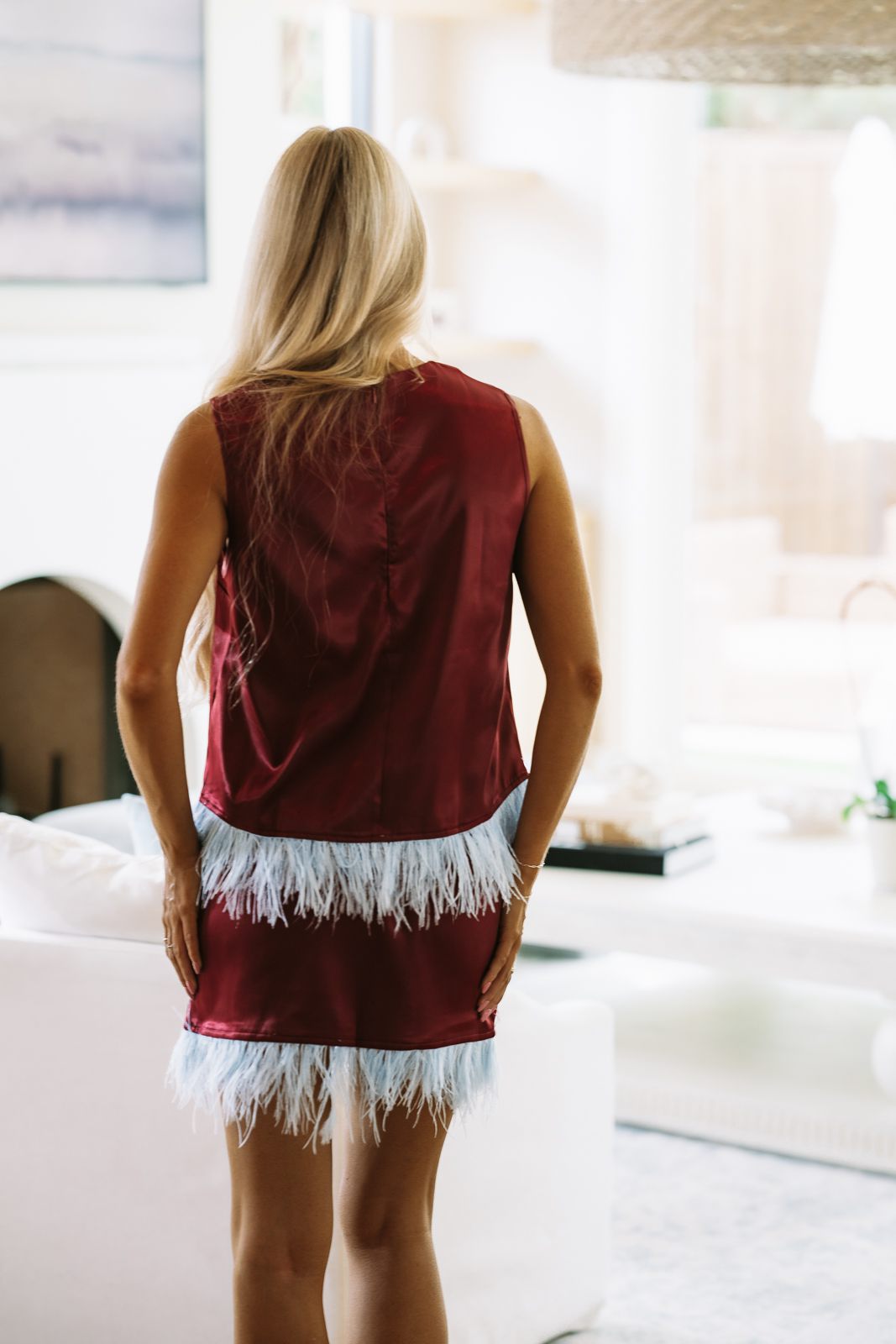 CT10223 Touch of Drama Top - Burgundy and Blue