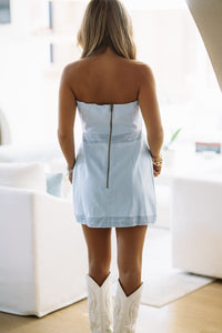 DM1299 Geometric Glam Mini Dress - Light Blue