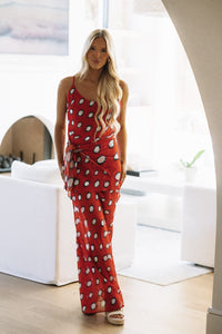 DS2633 Side Note Sweetheart Maxi Dress - Red
