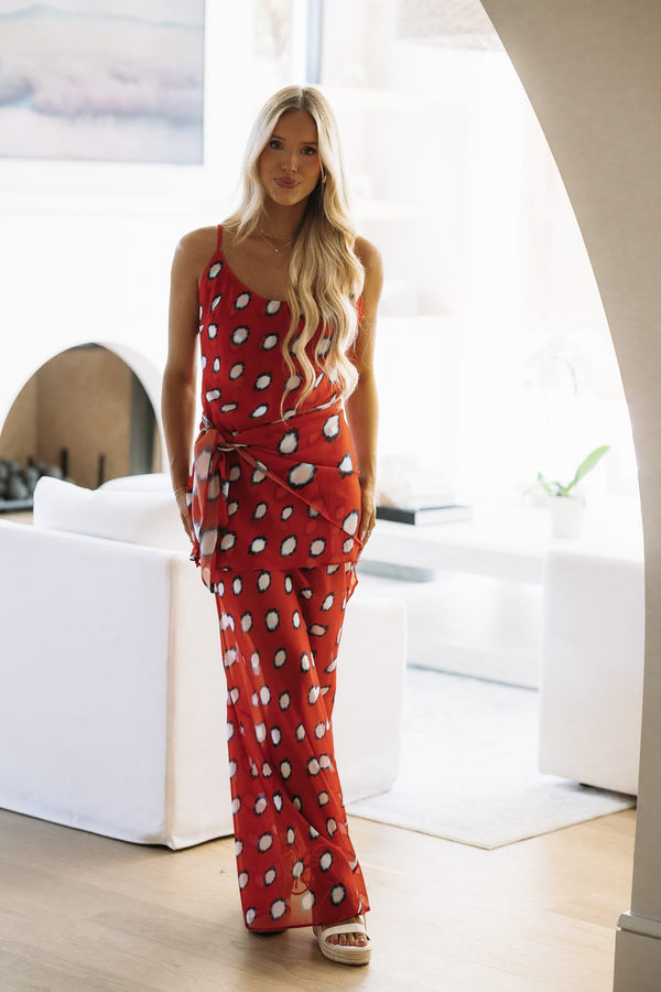 DS2633 Side Note Sweetheart Maxi Dress - Red