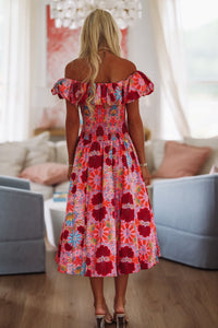 Boardwalk and Brunch Midi Dress - Pink, Red and Blue-HAZEL & OLIVE 2500/271LDA-Small-