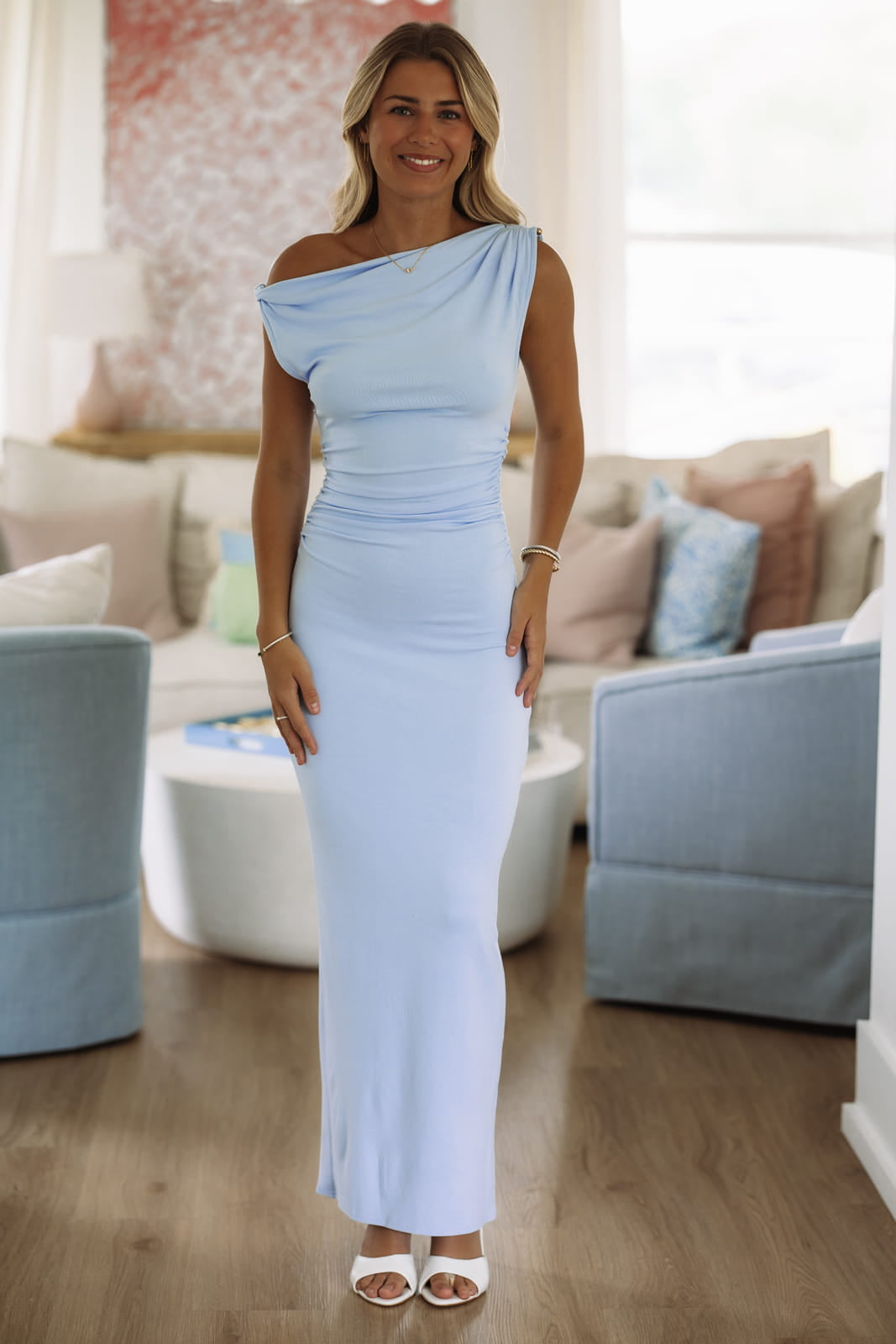 Hazel & Olive 2600/854LDX Azure Drift Maxi Dress - Light Blue