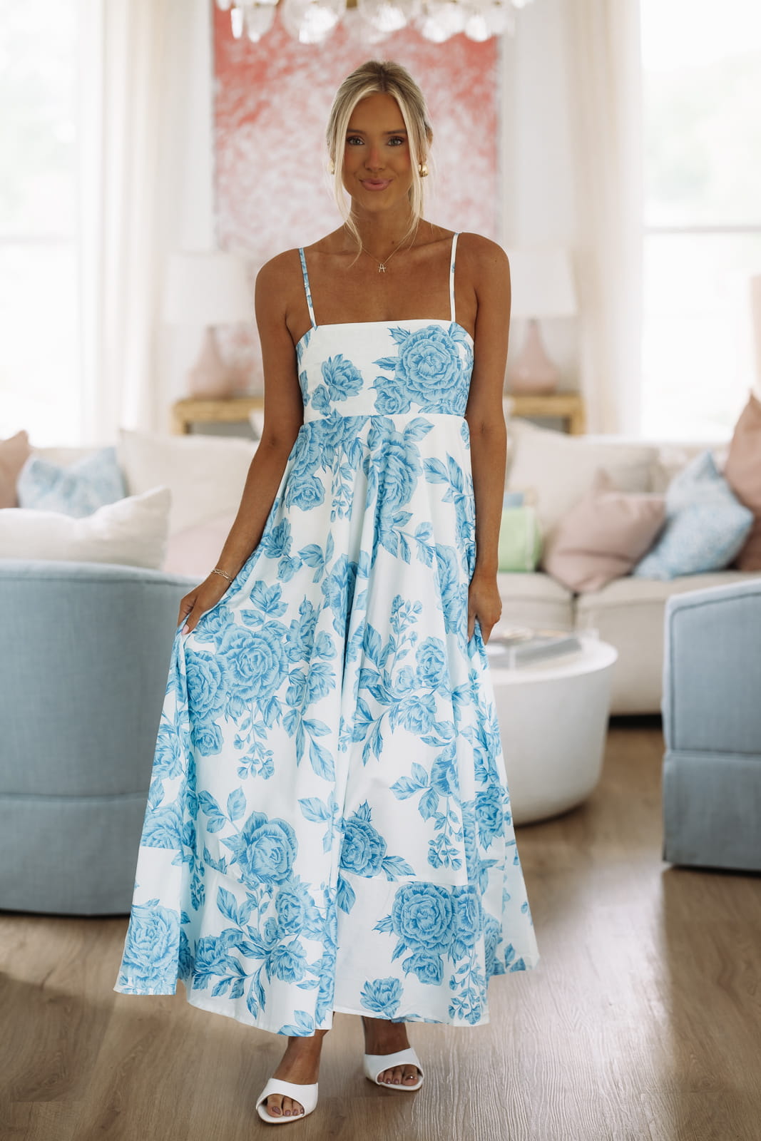 Hazel & Olive 2600/935LDH Peony Perfection Maxi Dress - Blue