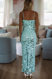 Hazel & Olive 64610D08 9 to Shine Maxi Dress - Aqua Blue