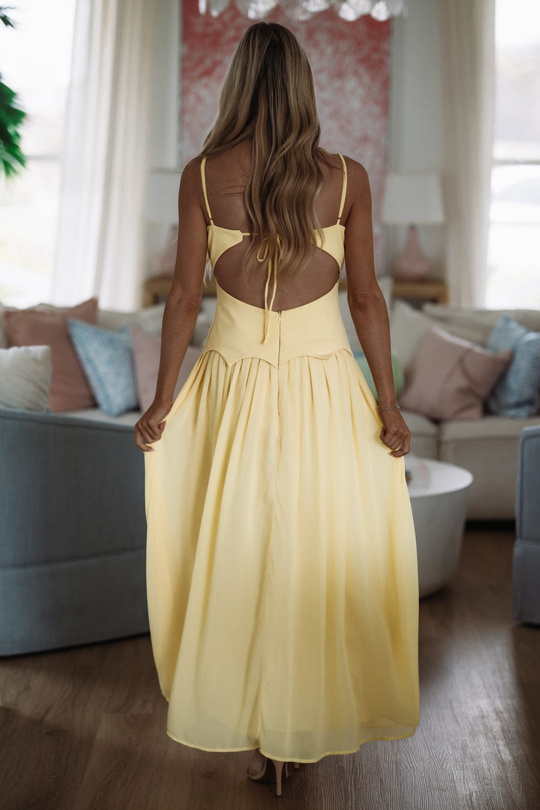 Hazel & Olive 64901J01 Avalon Breeze Maxi Dress - Yellow