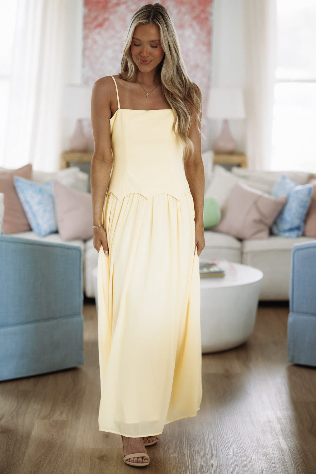 Hazel & Olive 64901J01 Avalon Breeze Maxi Dress - Yellow