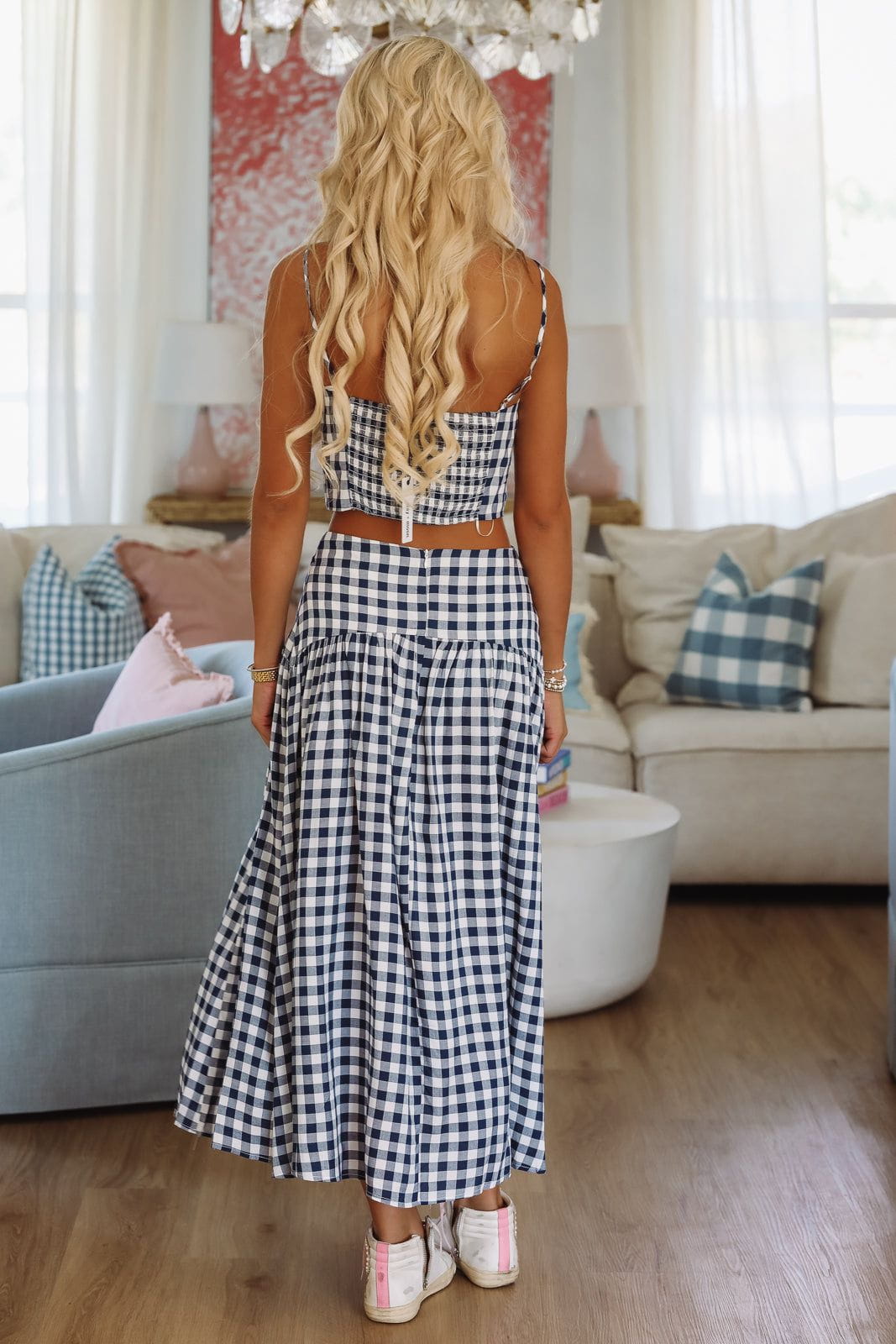Hazel & Olive A223 Trophy Time Maxi Skirt - Navy and White