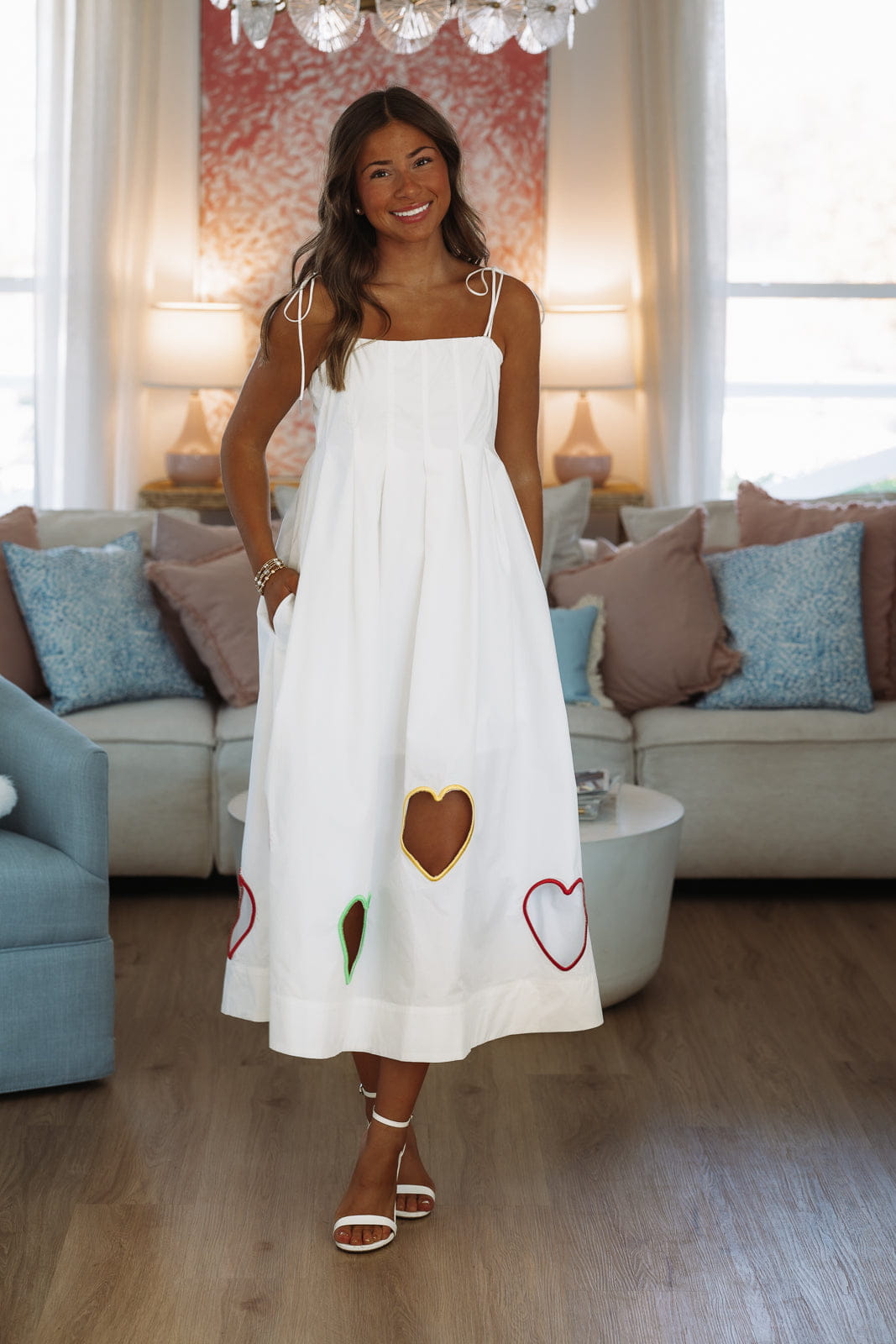 Hazel & Olive A4077 Cupid's Cutout Midi Dress - White