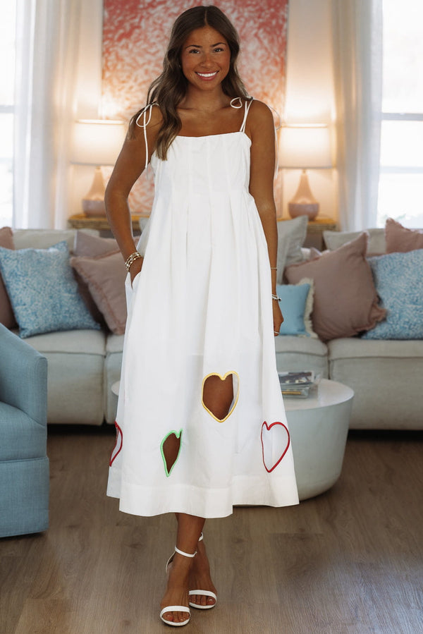 Hazel & Olive A4077 Cupid's Cutout Midi Dress - White
