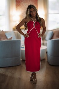 Hazel & Olive A4087 Outline Muse Midi Dress - Red