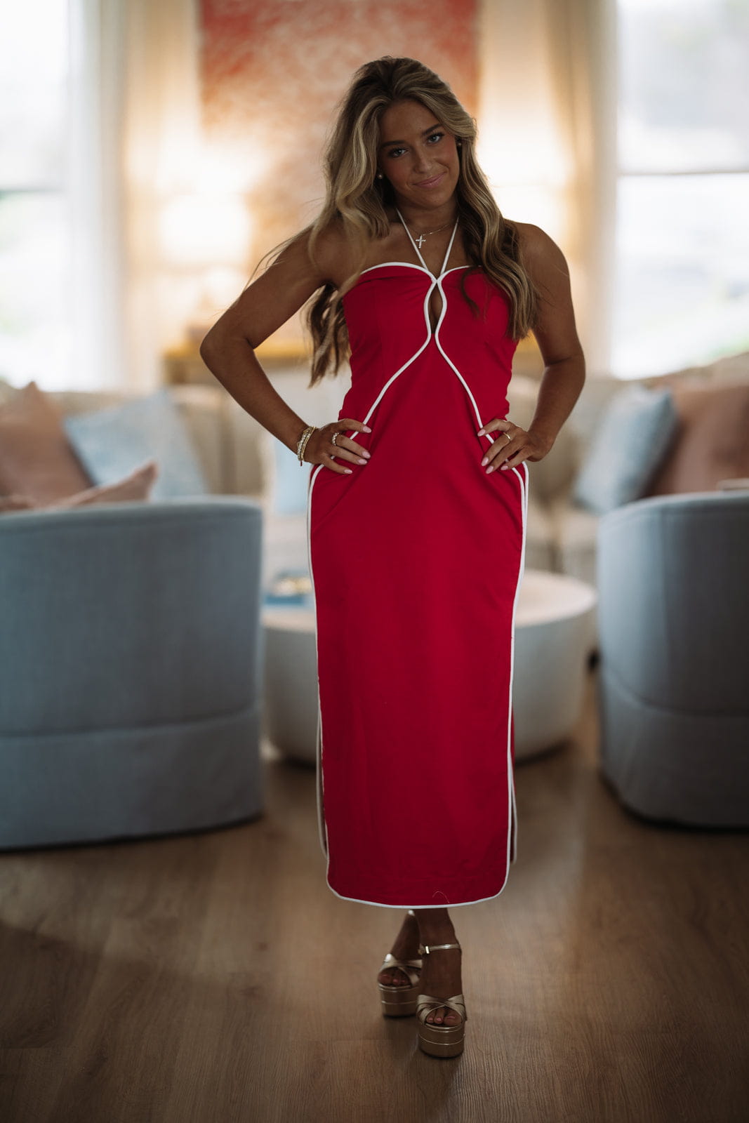 Hazel & Olive A4087 Outline Muse Midi Dress - Red