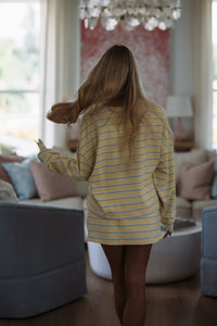 Hazel & Olive A4113/4 Weekend Stripes Ahead Top - Yellow and Baby Blue