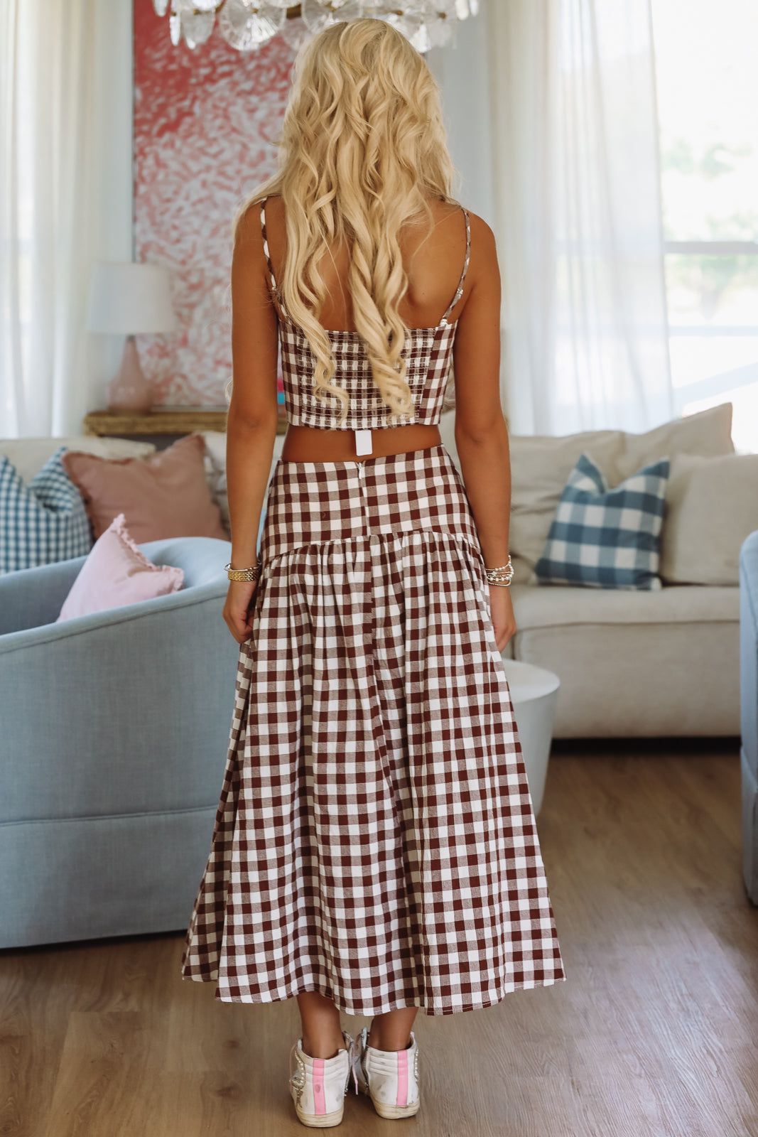 Hazel & Olive A4221/2 Trophy Time Crop Top - Brown and White
