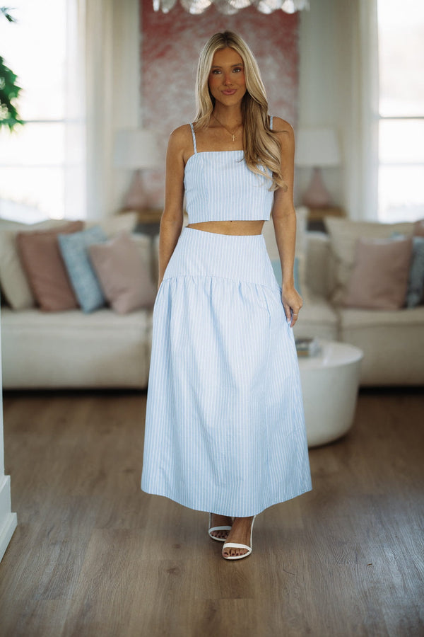 Hazel & Olive A4385/1 Next Level Crop Top - Light Blue and White