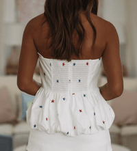 Hazel & Olive A4455 Born To Be Starry Top - Red, White and Blue