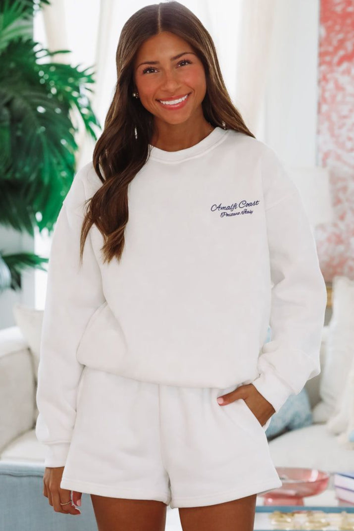 Amalfi Coast Sweatshirt - White-HAZEL & OLIVE-XSmall-
