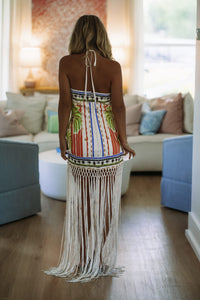 Hazel & Olive BD13133 Jamaica Breeze Maxi Dress - Cream, Blue, Orange and Green