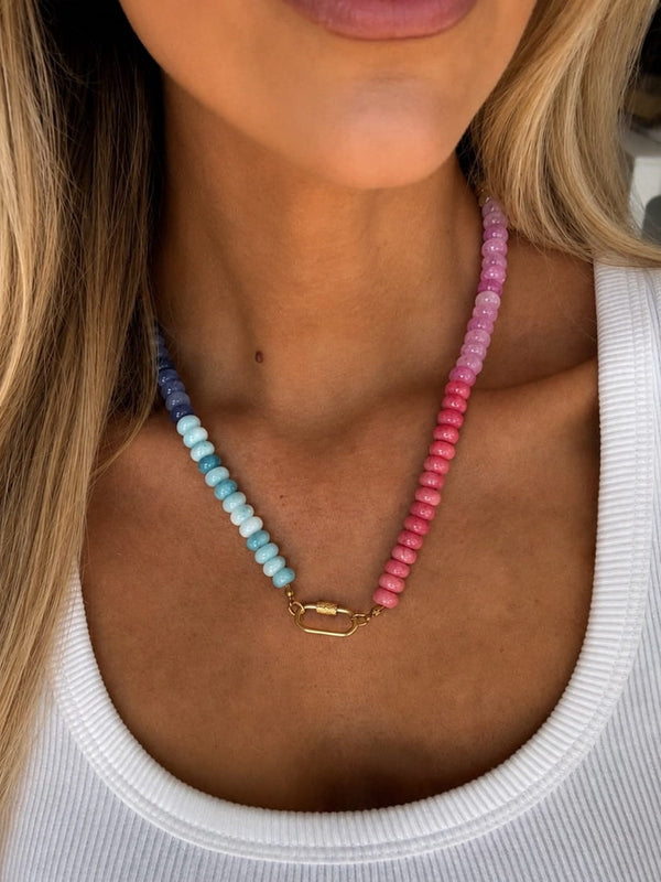 Hazel & Olive Beaded Chunky Necklace - Blue and Pink Ombre