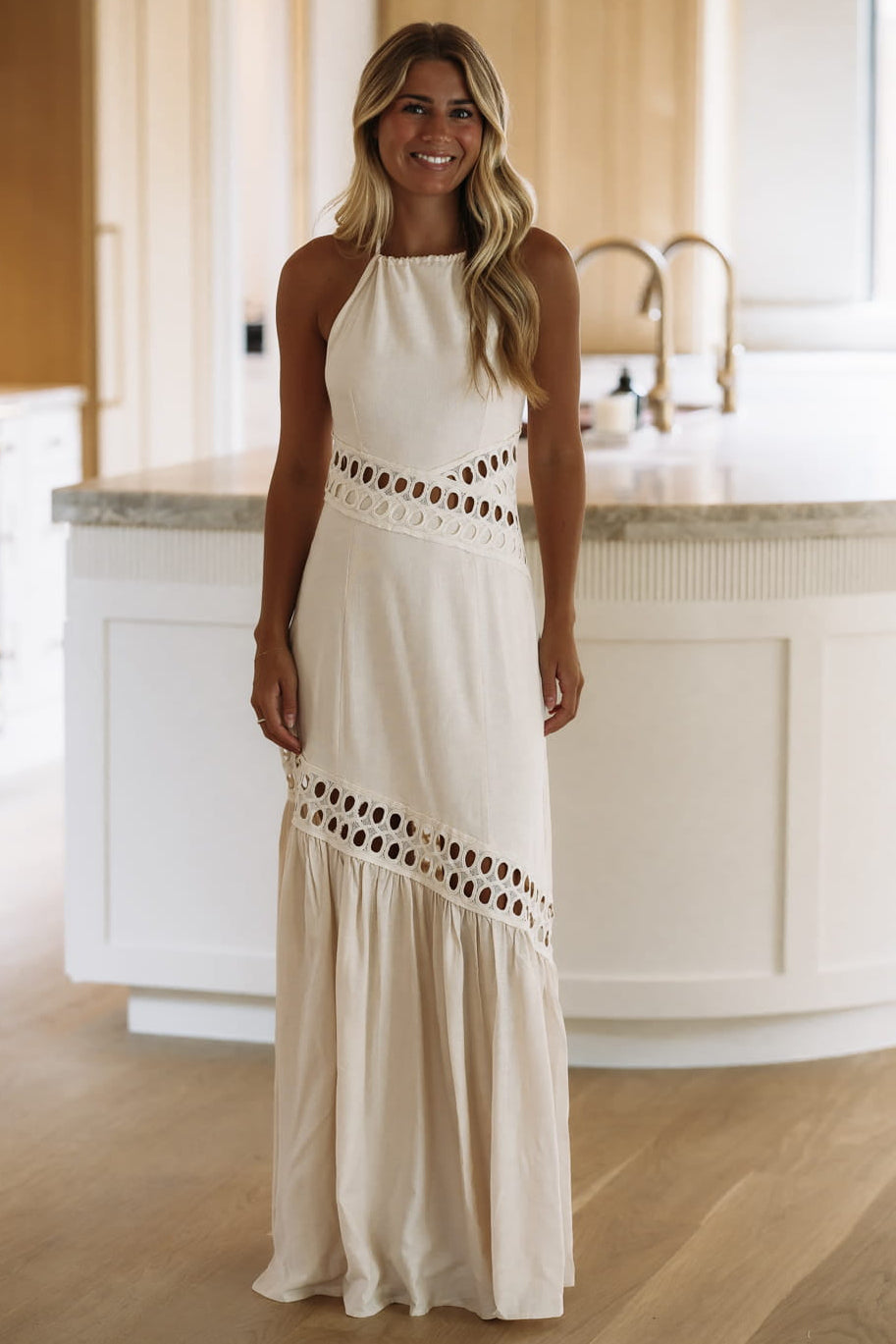 Hazel & Olive BID4518 Desert Moon Maxi Dress - Ecru