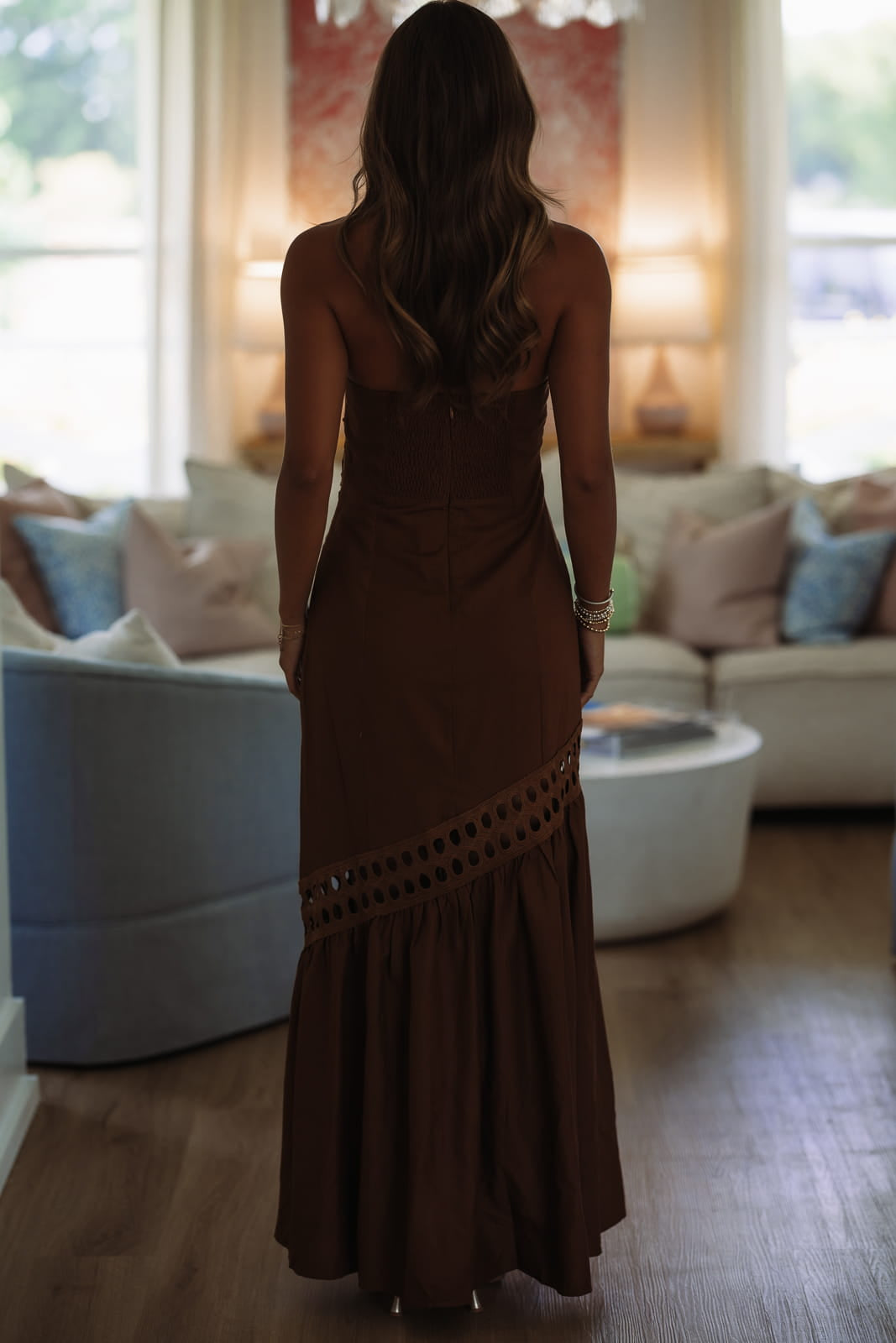 Hazel & Olive BID4518 Desert Moon Maxi Dress - Mocha Brown