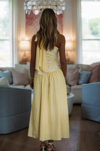 Hazel & Olive BID4584 Lemon Lace Maxi Dress - Yellow and White