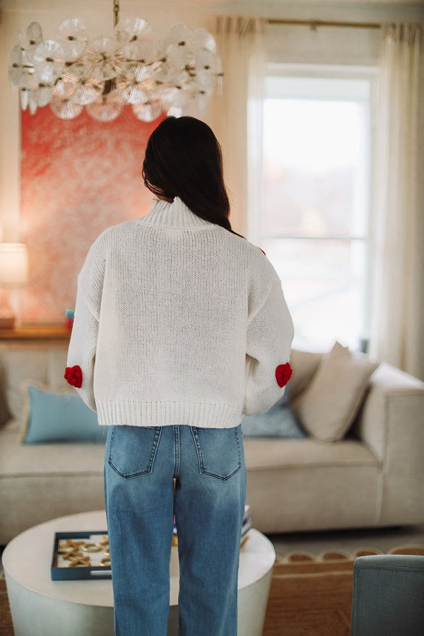 Big Hearts Sweater - White and Red-HAZEL & OLIVE-XSmall-
