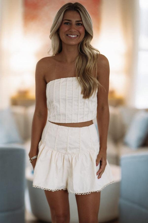 Hazel & Olive BIST4157 Delicate Dreams Top and Skort Set - Cream