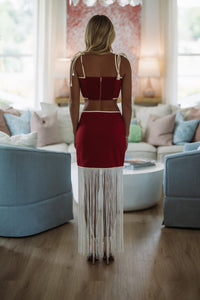 Hazel & Olive BIST4234GD Fourth Quarter Flirt Top and Skirt Set - Maroon