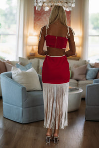 Hazel & Olive BIST4368 Fourth Quarter Flirt Top and Skirt Set - Red