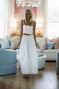 Hazel & Olive BIST4368 Marina Muse Crop Top and Maxi Skirt Set - White