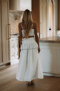 Hazel & Olive BIST4368 Marina Muse Crop Top and Maxi Skirt Set - White and Navy