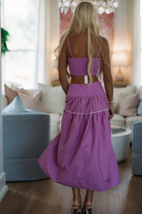 Hazel & Olive BIST4368B Marina Muse Crop Top and Maxi Skirt Set - Purple and White
