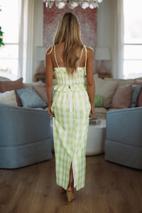Hazel & Olive BIST4376 2 Cute 2 Handle Midi Skirt and Top Set - Green and White