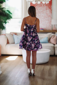 Born To Be Iconic Floral Mini Dress - Purple-HAZEL & OLIVE-Small-
