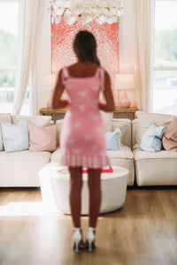 Bow Ribbon Mini Dress - Pink and White-HAZEL & OLIVE-Small-