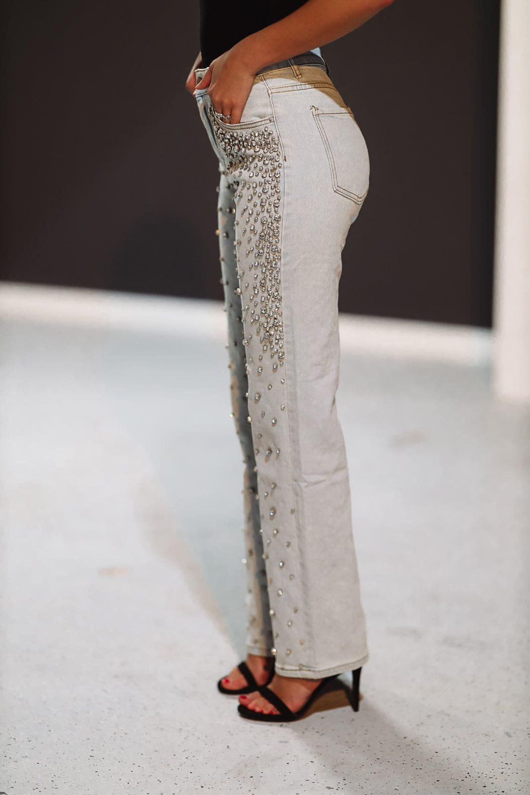 Bring It Embellished Jeans - Light Wash-HAZEL & OLIVE-Small-